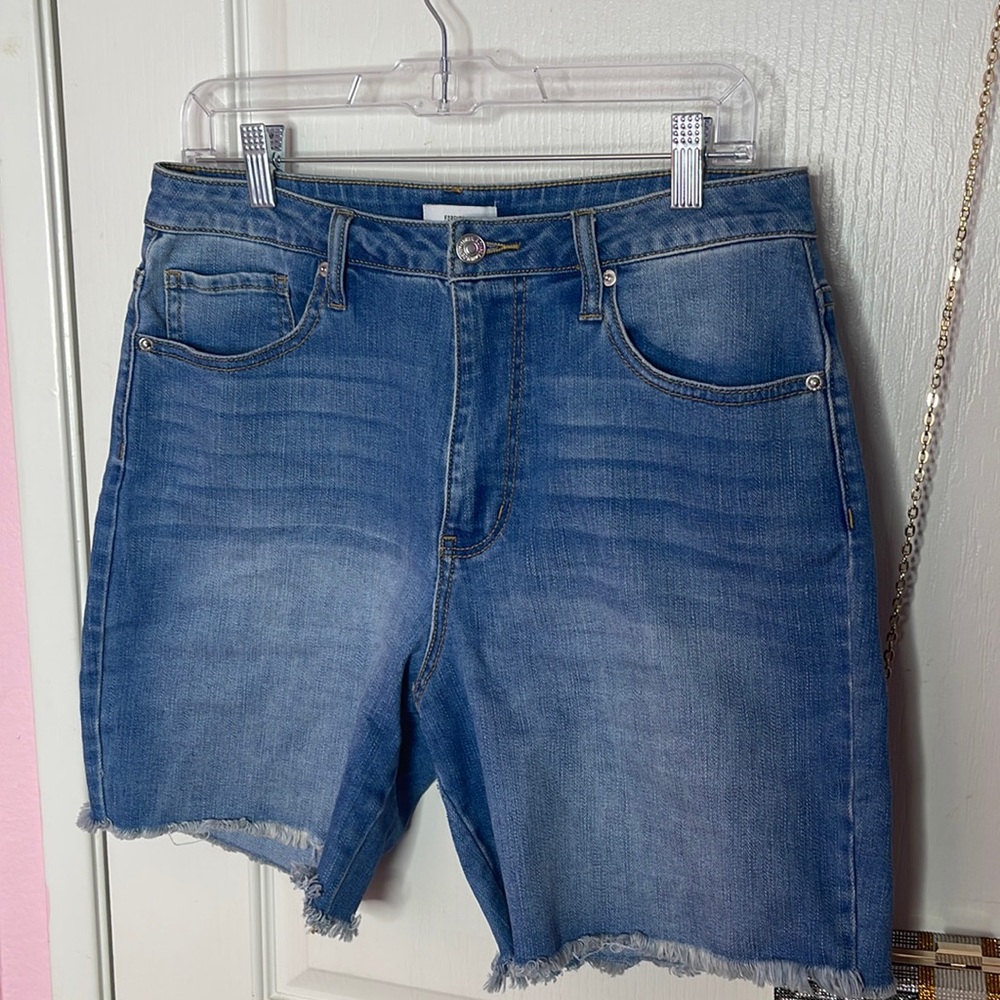 Forever 21 Blue Denim High Waisted Bermuda Shorts